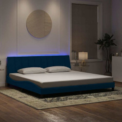 Estrutura de cama com LED sem colchão hanko 200x200 cm veludo azul