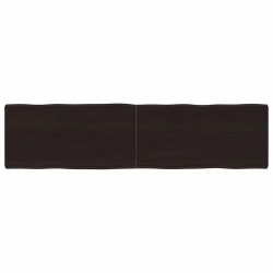 Tampo de mesa com bordas vivas maciço tratado castanho-escuro