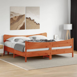 Cama sem colchão 200x200 cm pinho maciço castanho-mel