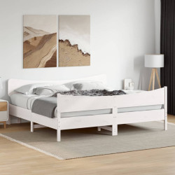 Cama sem colchão 180x200 cm madeira de pinho maciça branco