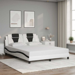 Estrutura de cama viana sem colchão 160x200 couro artif. branco/preto
