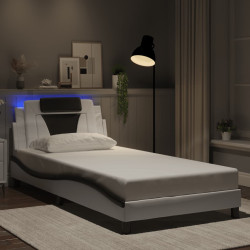 Estrutura de cama viana com LED sem colchão 100x200cm branco/preto