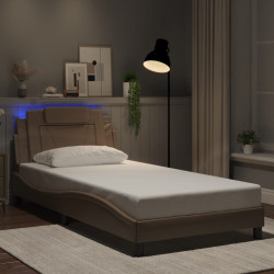 Estrutura de cama viana com LED sem colchão 100x200 cm cappuccino