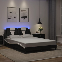Estrutura de cama viana com LED sem colchão 120x200cm preto/branco