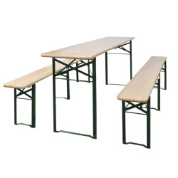 Mesa de cerveja dobrável c/ 2 bancos 220 cm madeira de abeto