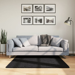 Tapete de pelo curto oviedo 120x120 cm preto