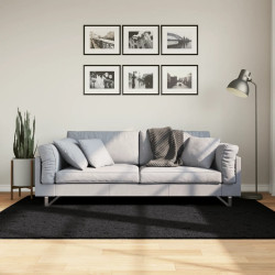 Tapete de pelo curto oviedo 140x200 cm preto