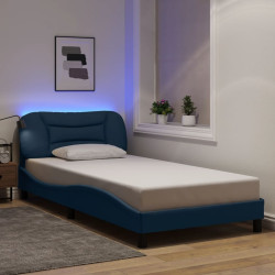 Estrutura de cama com LED sem colchão hvar 100x200 cm tecido azul