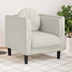 Poltrona com almofadão veludo cor creme