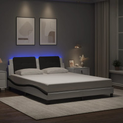 Estrutura de cama com LED sem colchão zadar 160x200cm branco/preto