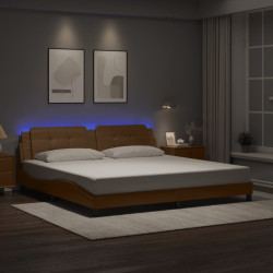 Estrutura de cama com LED sem colchão zadar 200x200 cm cappuccino