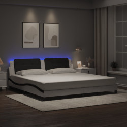 Estrutura de cama com LED sem colchão zadar 200x200cm branco/preto