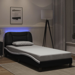 Estrutura de cama com LED sem colchão hvar 90x190 cm preto/branco