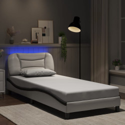 Estrutura de cama com LED sem colchão hvar 90x200cm branco/preto