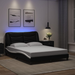 Estrutura de cama com LED sem colchão hvar 120x200cm preto/branco