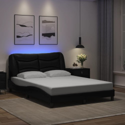 Estrutura de cama com LED sem colchão hvar 140x190 cm preto