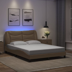 Estrutura de cama com LED sem colchão hvar 140x190 cm cappuccino