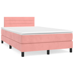 Cama box spring c/ colchão luzes e LED 120x190 cm veludo rosa