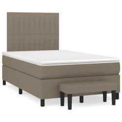 Cama boxspring c/ colchão 120x190cm tecido castanho-acinzentado