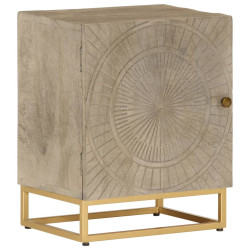 Mesa de cabeceira 40x30x50 cm madeira de mangueira maciça/ferro
