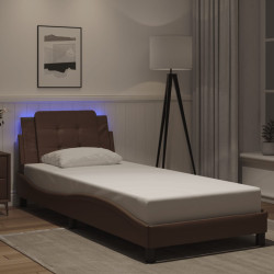 Estrutura de cama com LED sem colchão zadar 80x200 cm castanho