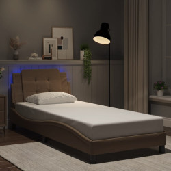 Estrutura de cama com LED sem colchão zadar 80x200cm cappuccino