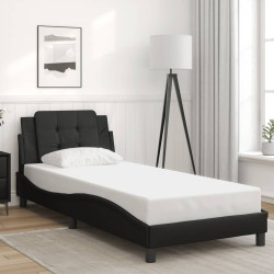 Estrutura de cama sem colchão zadar couro artificial 80x200 cm preto