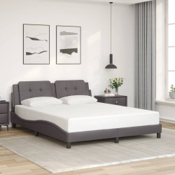 Estrutura de cama sem colchão zadar couro artificial 160x200cm cinzento