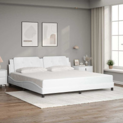 Estrutura de cama sem colchão zadar couro artificial 200x200 cm branco