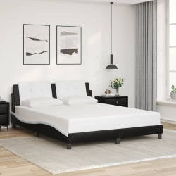 Estrutura de cama sem colchão zadar 160x200cm couro artif. preto/branco
