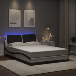 Estrutura de cama com LED sem colchão zadar 140x200cm branco/preto