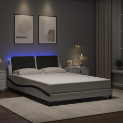 Estrutura de cama com LED sem colchão zadar 120x200cm branco/preto