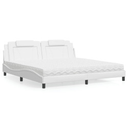 Cama viana com colchão 200x200 cm couro artificial branco