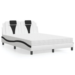 Cama viana com colchão 140x190 cm couro artificial preto e branco