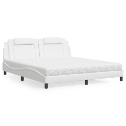 Cama viana com colchão 180x200 cm couro artificial branco