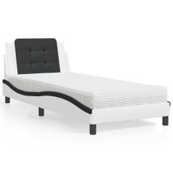 Estrutura de cama sem colchão zadar 100x200 cm couro artificial branco e preto