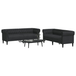 2 Pcs conjunto de sofás tecido preto