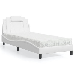 Cama viana com colchão 80x200 cm couro artificial branco