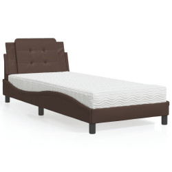 Estrutura de cama sem colchão zadar 80x200 cm couro artificial castanho