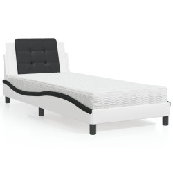 Estrutura de cama sem colchão zadar 80x200 cm couro artificial branco e preto