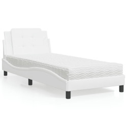 Estrutura de cama sem colchão zadar 90x200 cm couro artificial branco