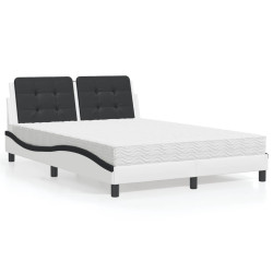 Estrutura de cama sem colchão zadar 120x200 cm couro artificial branco e preto