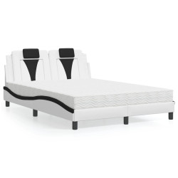 Cama viana com colchão 120x200 cm couro artificial branco e preto