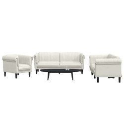 3 Pcs conjunto de sofás veludo cor creme
