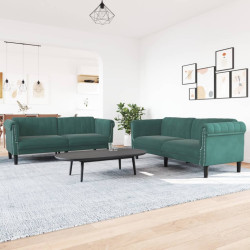 2 Pcs conjunto de sofás veludo verde-escuro