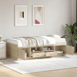 Sofá-cama com gavetas sem colchão 100x200 cm carvalho sonoma