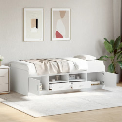 Sofá-cama com gavetas sem colchão 90x190 cm branco