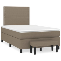 Cama boxspring c/ colchão 120x190cm tecido castanho-acinzentado