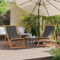 Cadeiras de praia dobráveis 2 pcs tecido cinzento