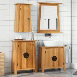 3 Pcs conjunto móveis p/ casa de banho madeira de pinho maciça